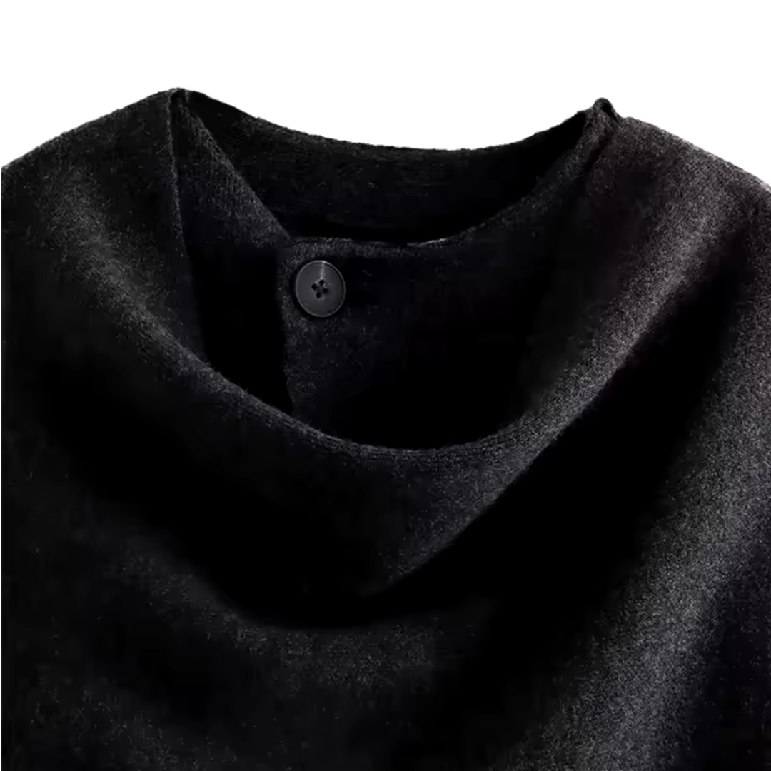 Casaco Elegante de Mangas Compridas com Cachecol Incorporado para Mulher