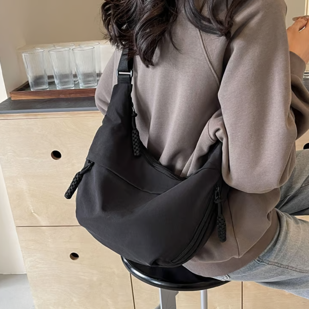 Saco a Tiracolo de Nylon de Cor Clara para Mulher