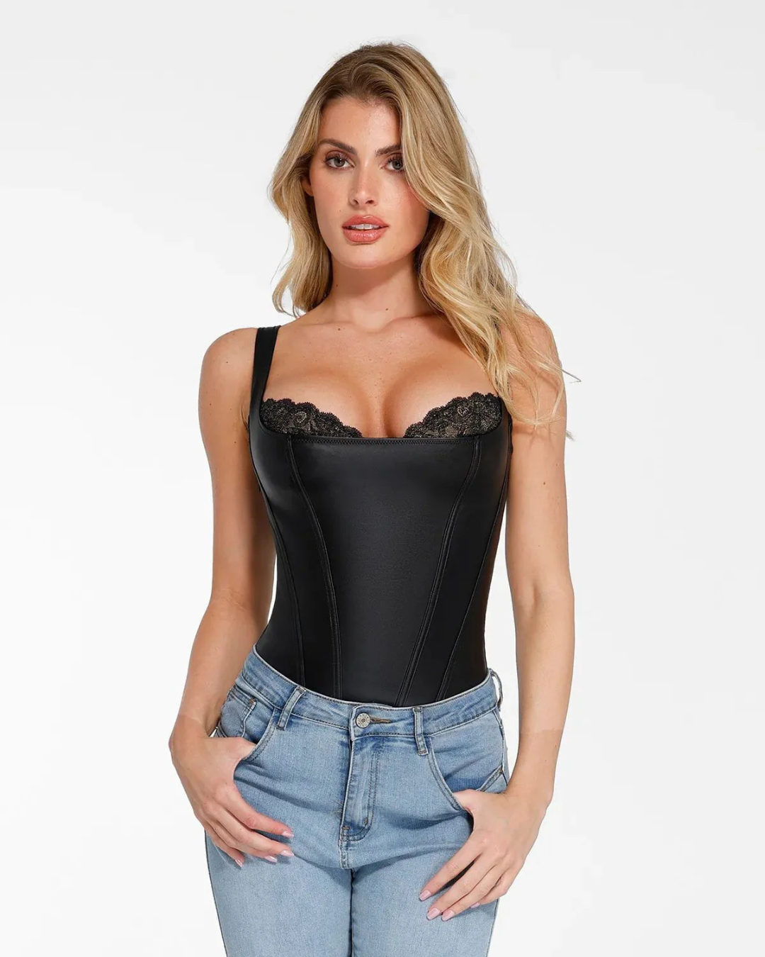 Body Modelador em Renda de Pele Sintética