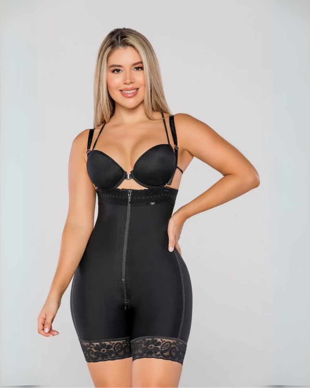 Cinta modeladora de Alta Compressão com Renda Invisível e Fecho de Correr para Melhorar a Figura (OFERTA 2X1)