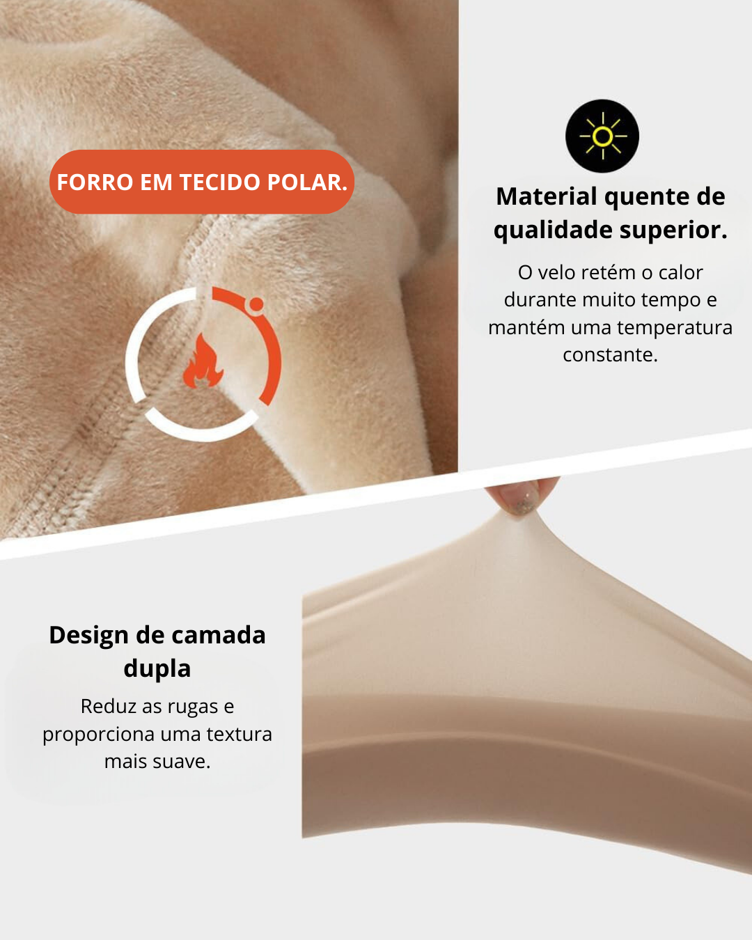 Collants com Forro Polar Super Elásticos Cor de Pele para Mulher