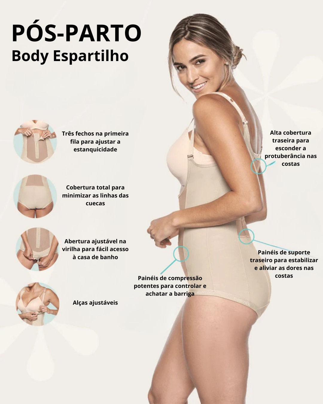 Body com Espartilho Pós-parto
