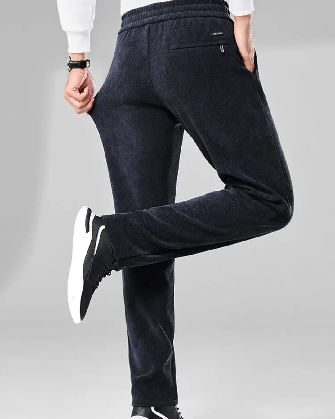 Calças Casuais de Veludo para Homem com Cintura Elástica