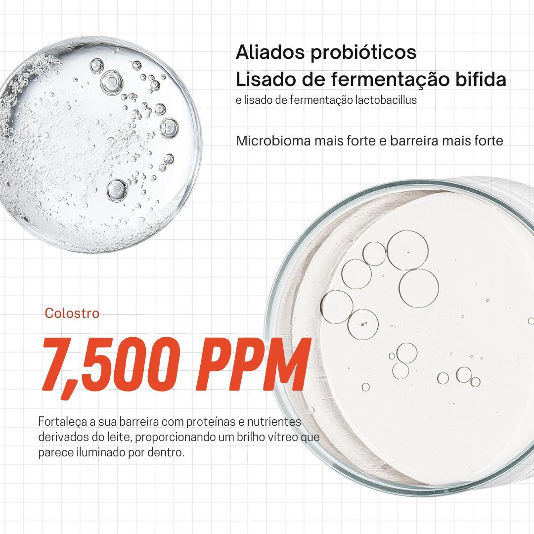 Serum em ampola com colostro minimizador de poros e luminosidade intensa (EM PROMOÇÃO 2X1)