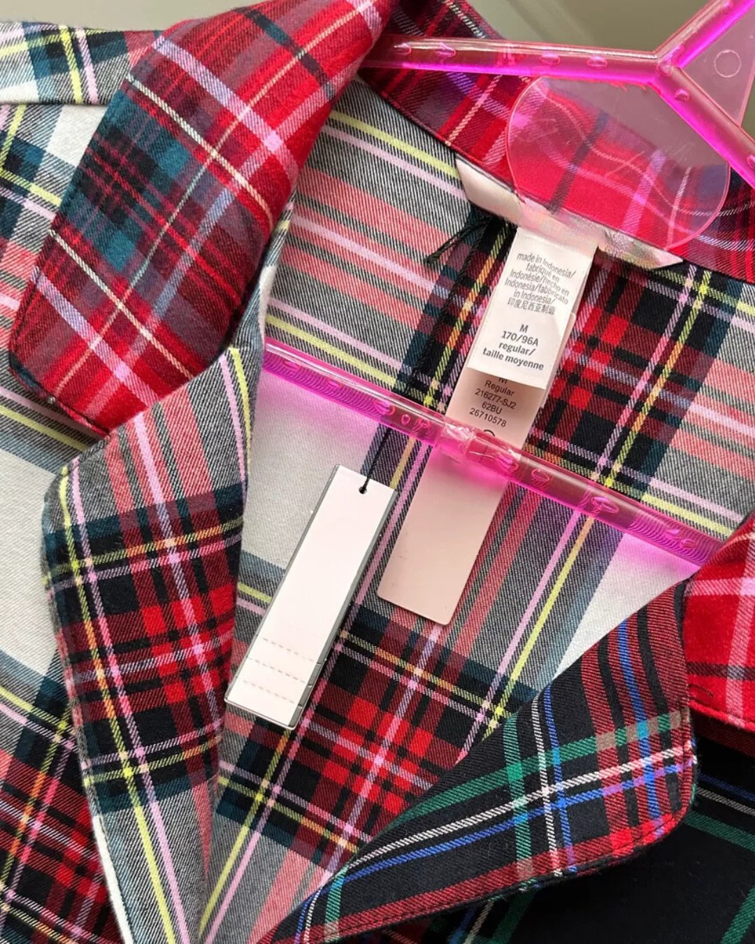 Pijama Xadrez de Natal com Camisa de Manga Comprida e Calças