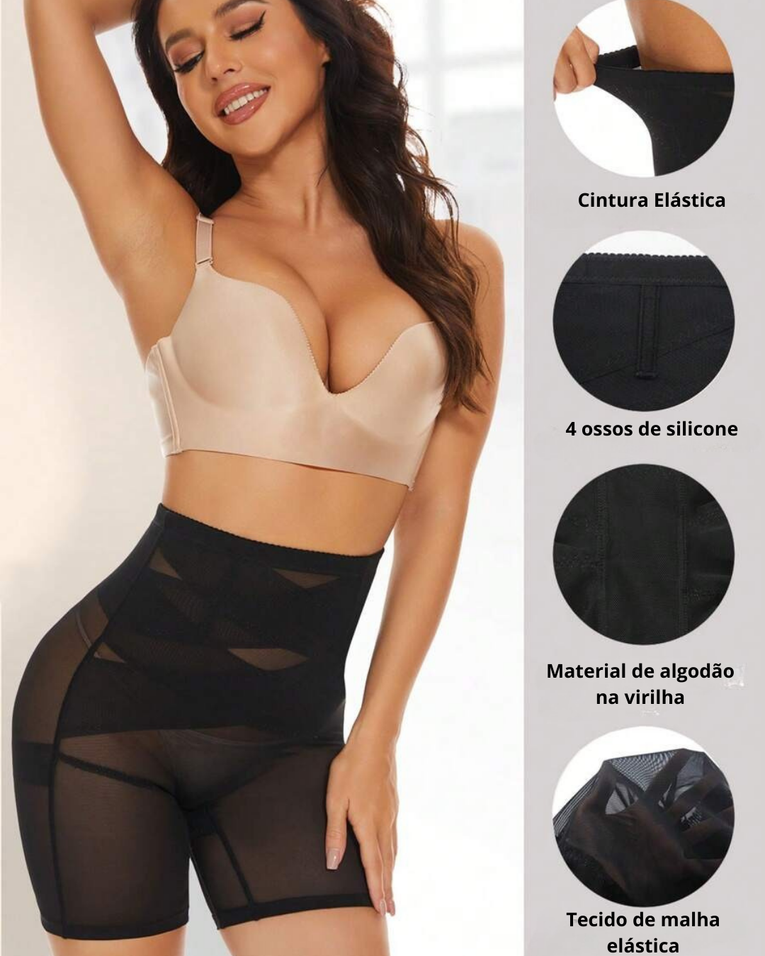 Modelador de Corpo Curto com Controlo da Barriga e Aumento das Nádegas (OFERTA 2X1)