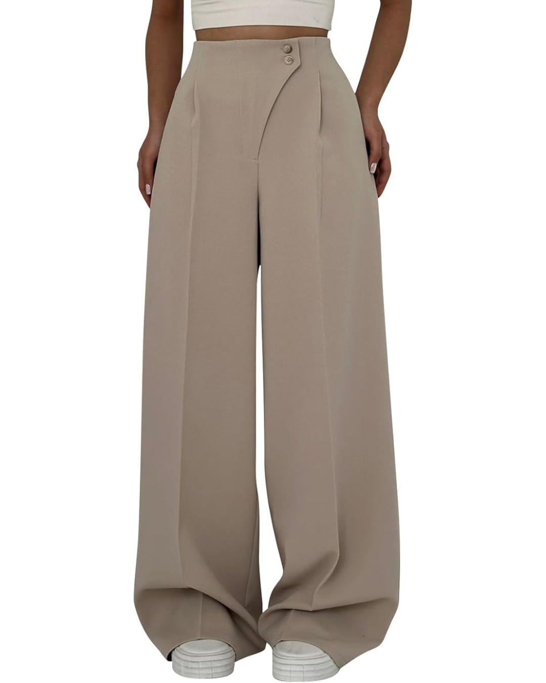 Calças elegantes de cintura alta para mulher