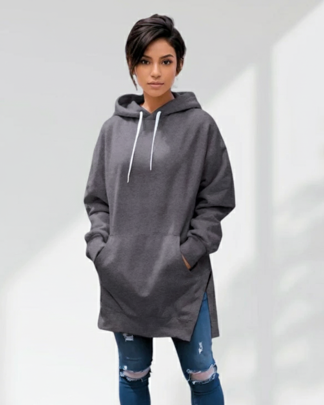 Camisola Oversize com Capuz para mulher