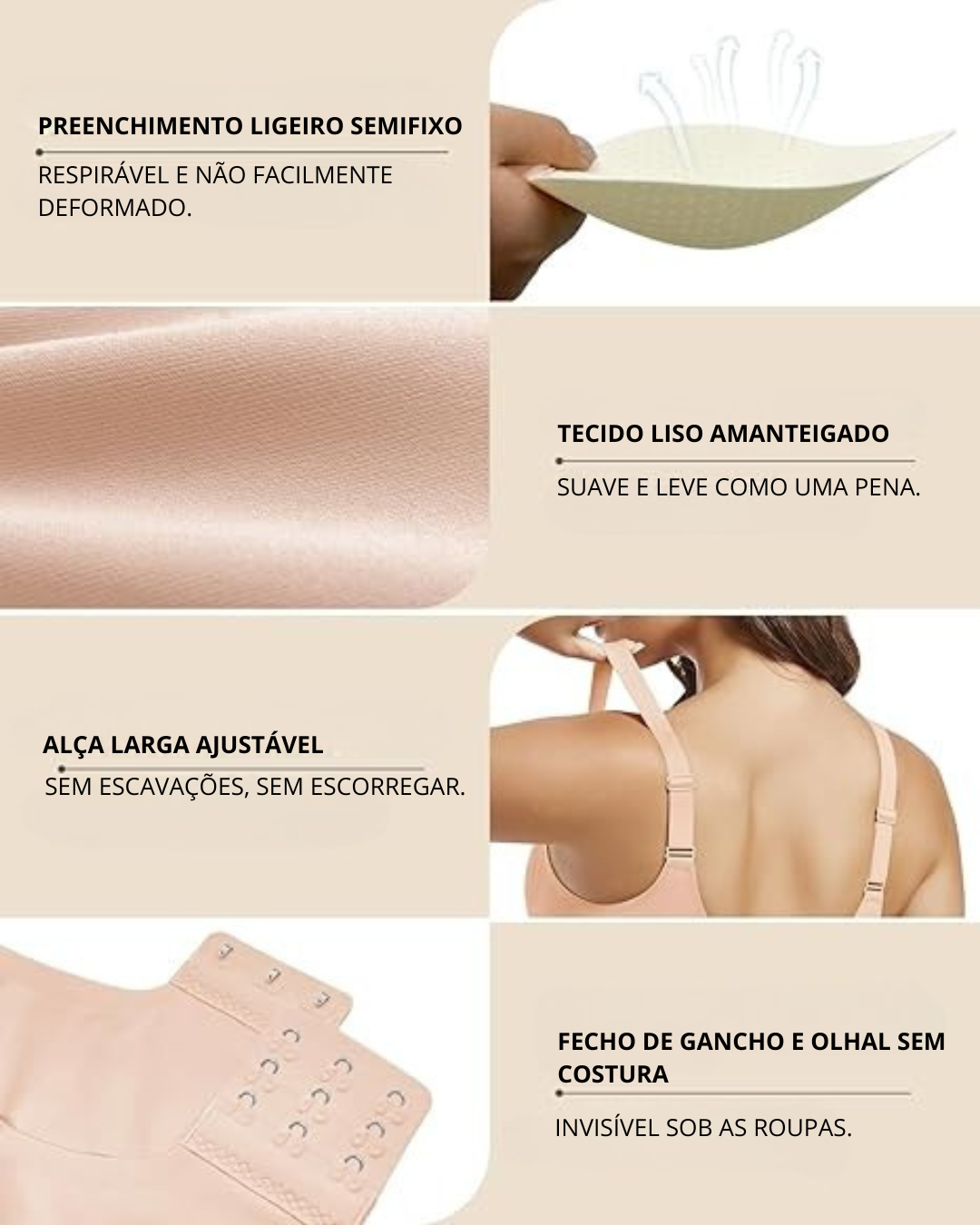 Sutiã Push-Up Macio e Confortável Sem Costuras (OFERTA 2X1)