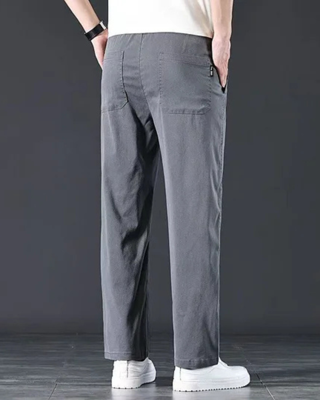 Calças Rectas Casuais com Bolsos para Homem