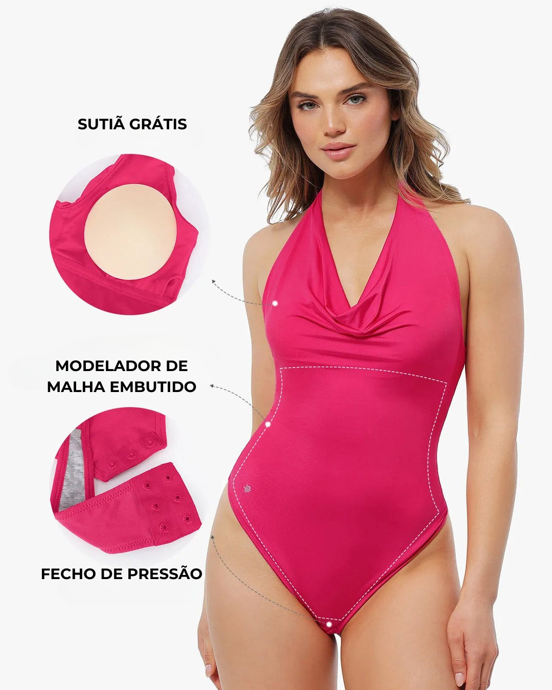 Body Modelador com Decote Solto e Controlo da Barriga para um Realce Elegante da Figura