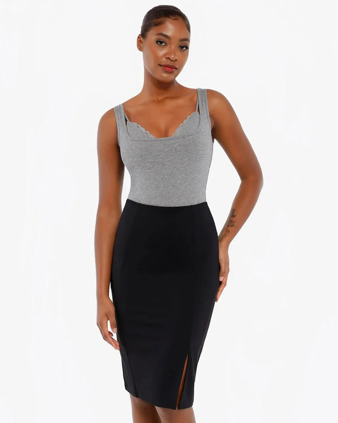 Body com Controlo da Abdomem e Interior em Renda para Mulher