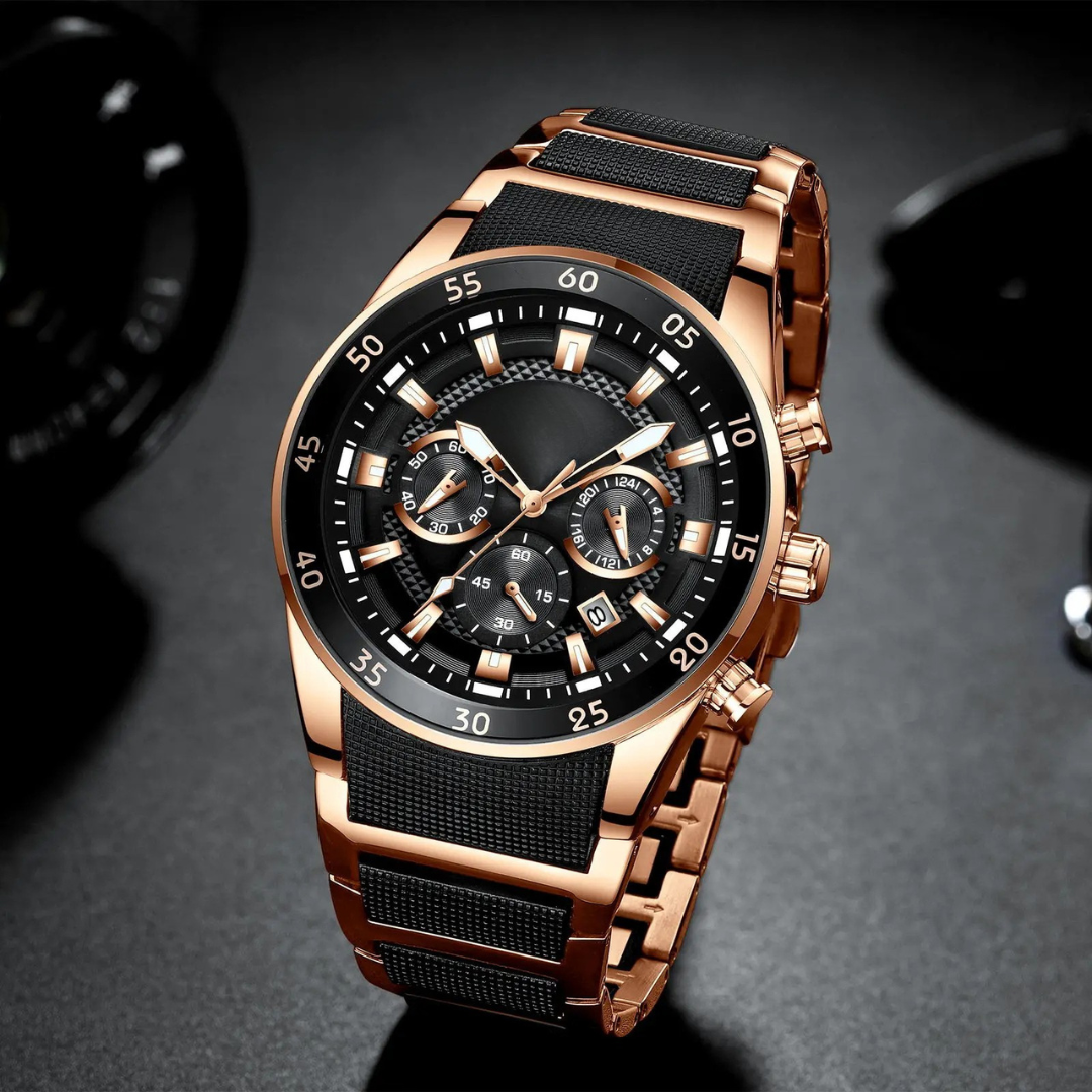 Relógio de quartzo multifuncional resistente à água para homem