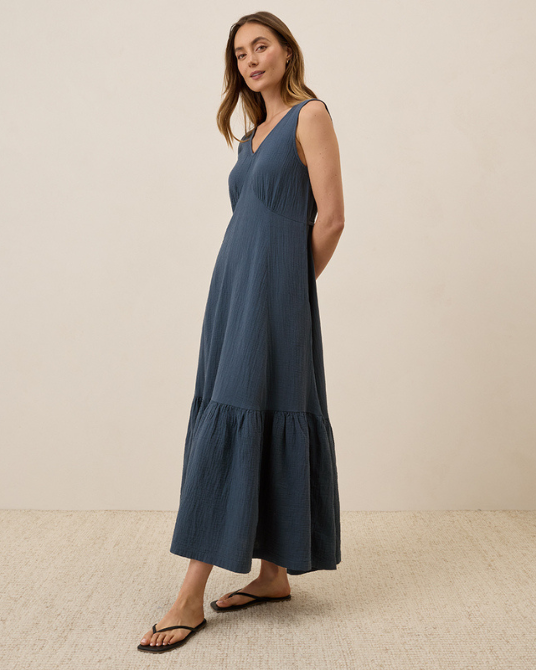 Vestido de linho solto para mulher