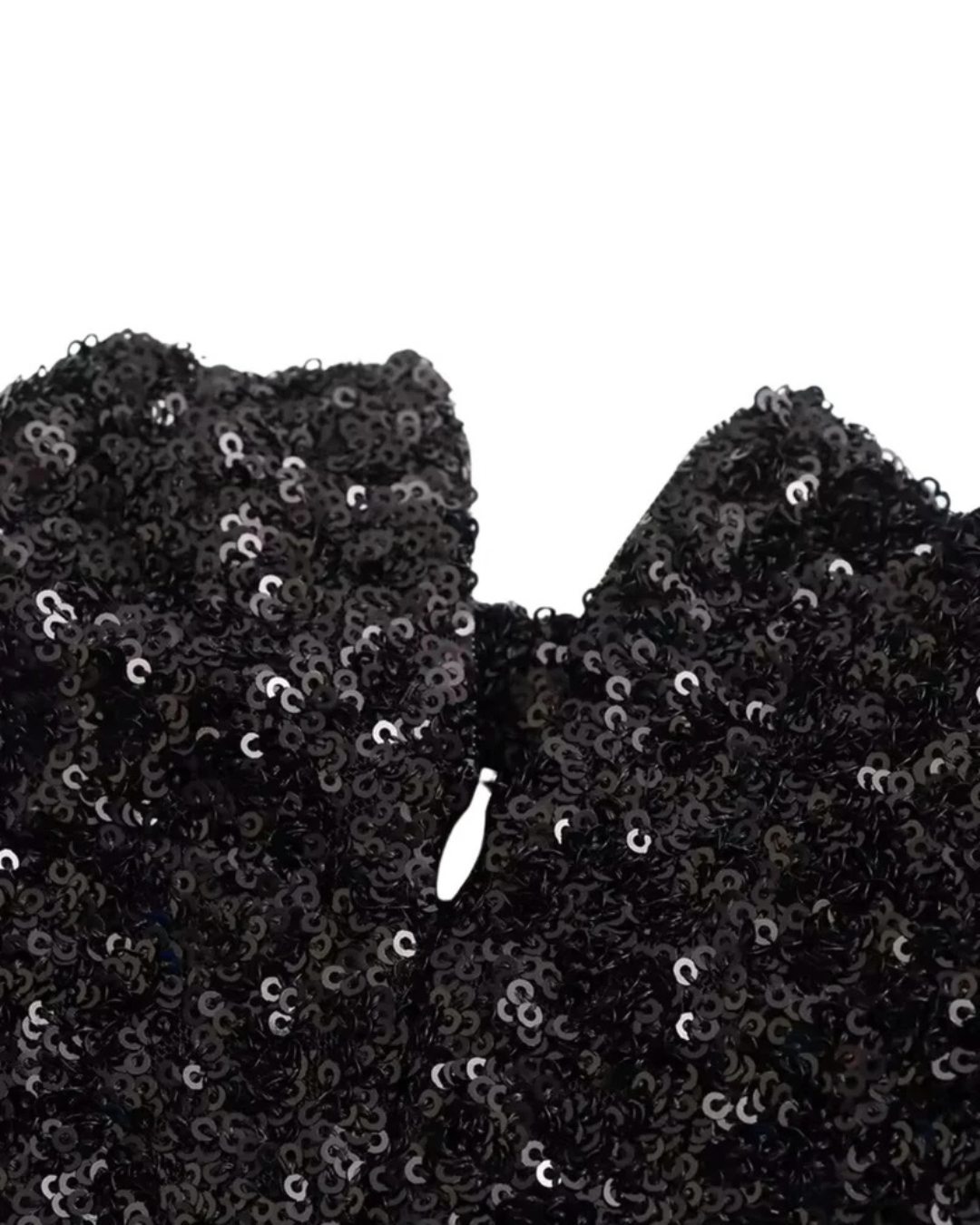 Vestido Curto com Lantejoulas e Gola Redonda para Mulher