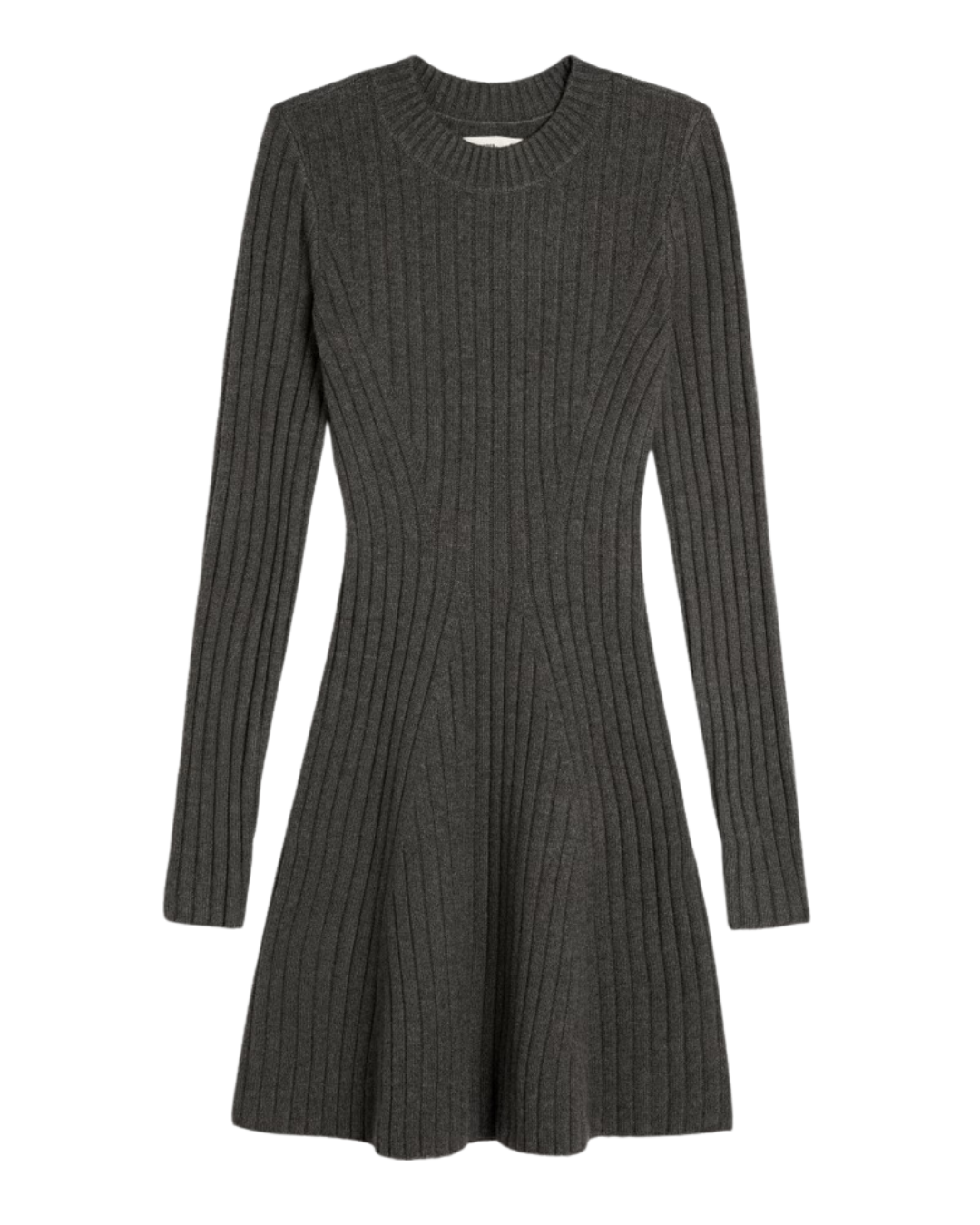 Vestido Tipo Suéter de Manga Longa com Gola Redonda para Mulheres