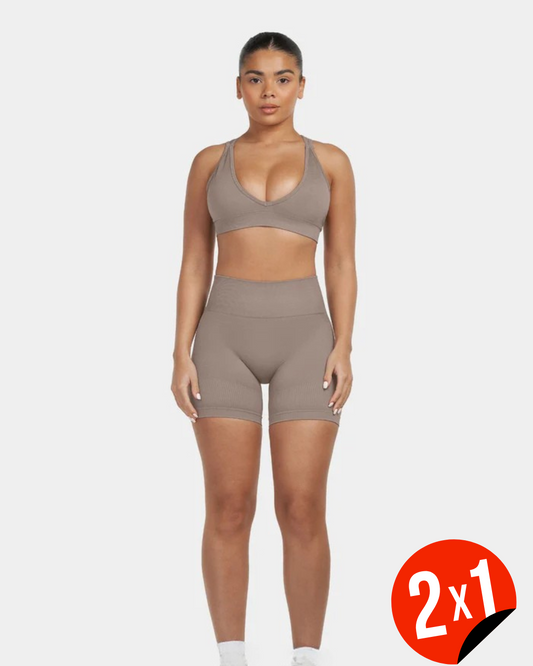 Calções Desportivos Sem Costuras com Efeito Sculpt e Design Canelado (OFERTA 2X1)