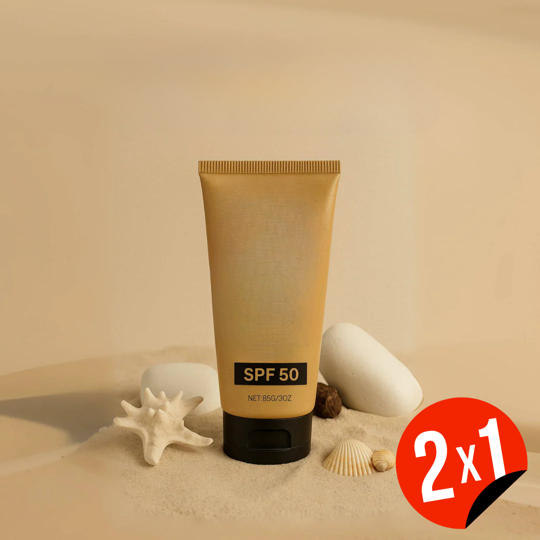 Protetor solar natural com sebo e FPS 50 para rosto e corpo (OFERTA 2X1)