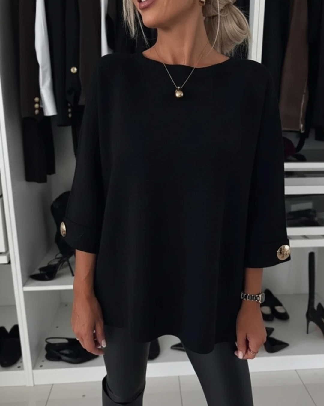 Camisola folgada com mangas largas para mulher