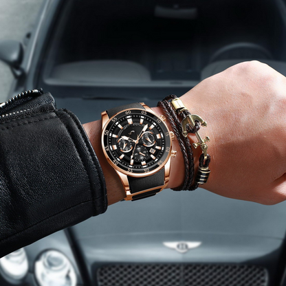 Relógio de quartzo multifuncional resistente à água para homem