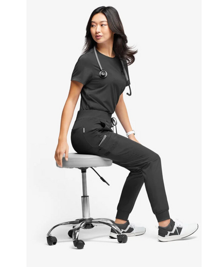 Conjunto de Farda Médica para Mulher com Bolsos Multifuncionais e Tecido Respirável