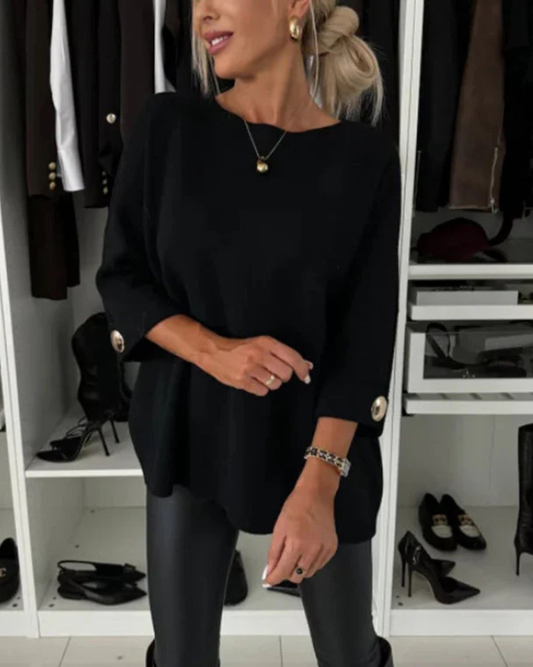 Camisola folgada com mangas largas para mulher