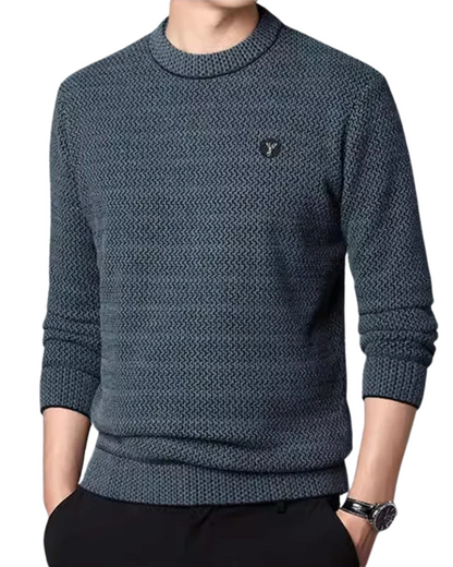 Jersey de Malha Texturizada para Homem com Gola Redonda para o Inverno