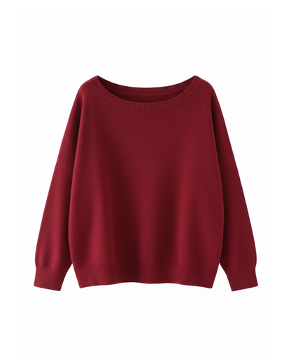 Camisola de gola redonda larga para mulher