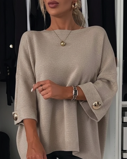 Camisola folgada com mangas largas para mulher