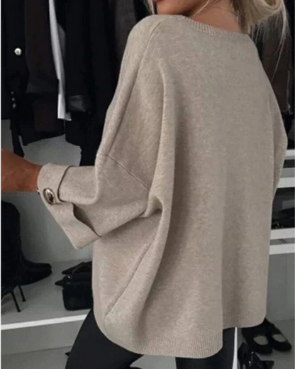 Camisola folgada com mangas largas para mulher