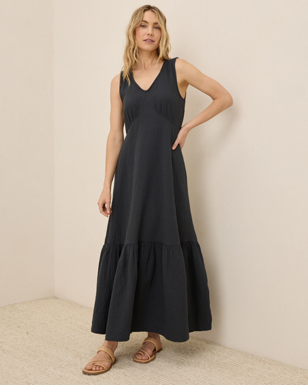 Vestido de linho solto para mulher