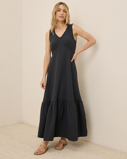 Vestido de linho solto para mulher