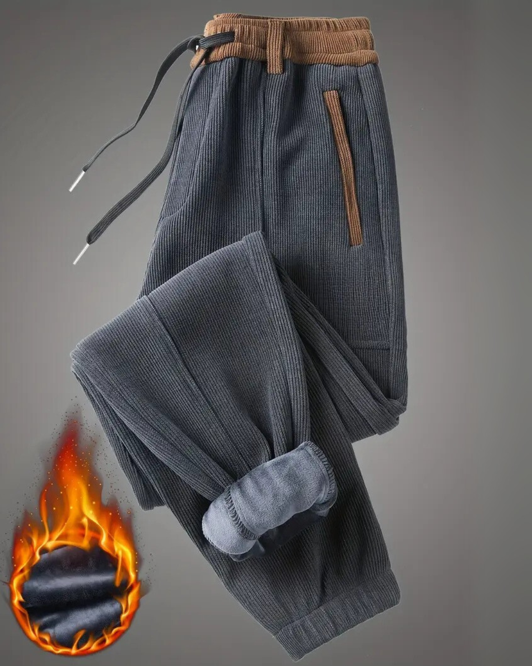 Calças Jogger Casuais para Homem com Forro Polar