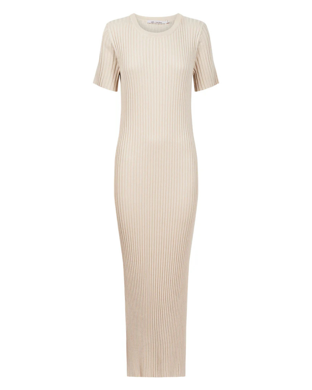 Vestido Comprido de Manga Curta com Canelado para Mulher