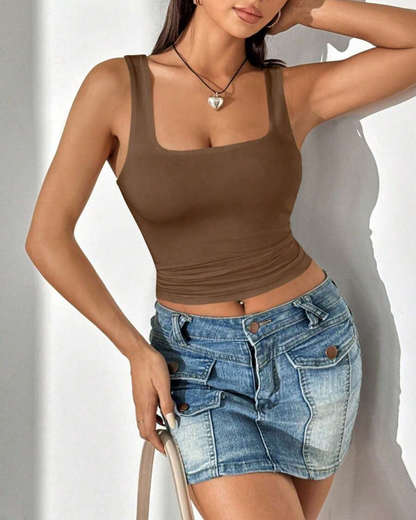 Top Justo com Decote Quadrado e Alças Largas (2X1 OFERTA)