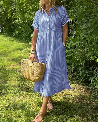 Vestido Camisero Holgado com Bolsos