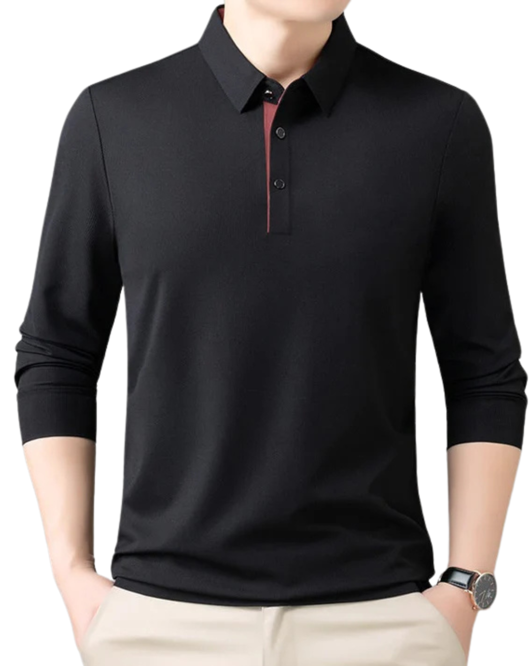 Camisa Lisa com Gola e Botões para Homem