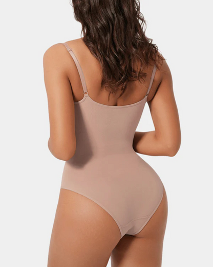 Body Modelador Sem Costuras com Alças Ajustáveis e Efeito de Barriga Lisa