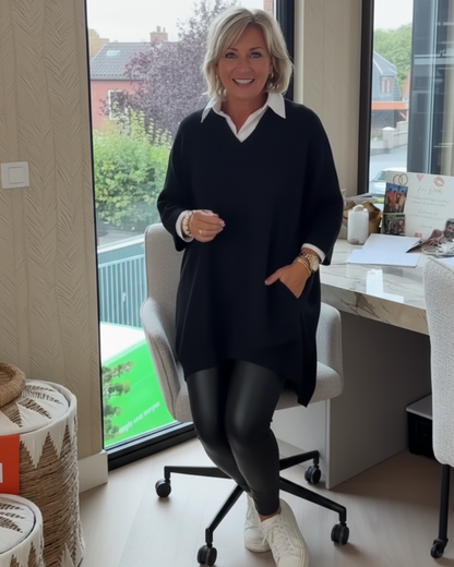 Camisola casual com mangas decoradas e estilo folgado