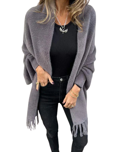 Casaco Casual para Mulher com Borlas e Mangas Compridas