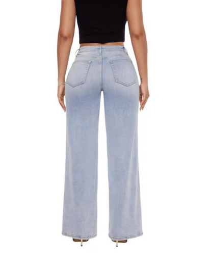 Calças de Ganga Largas de Cintura Média-Baixa para Mulheres