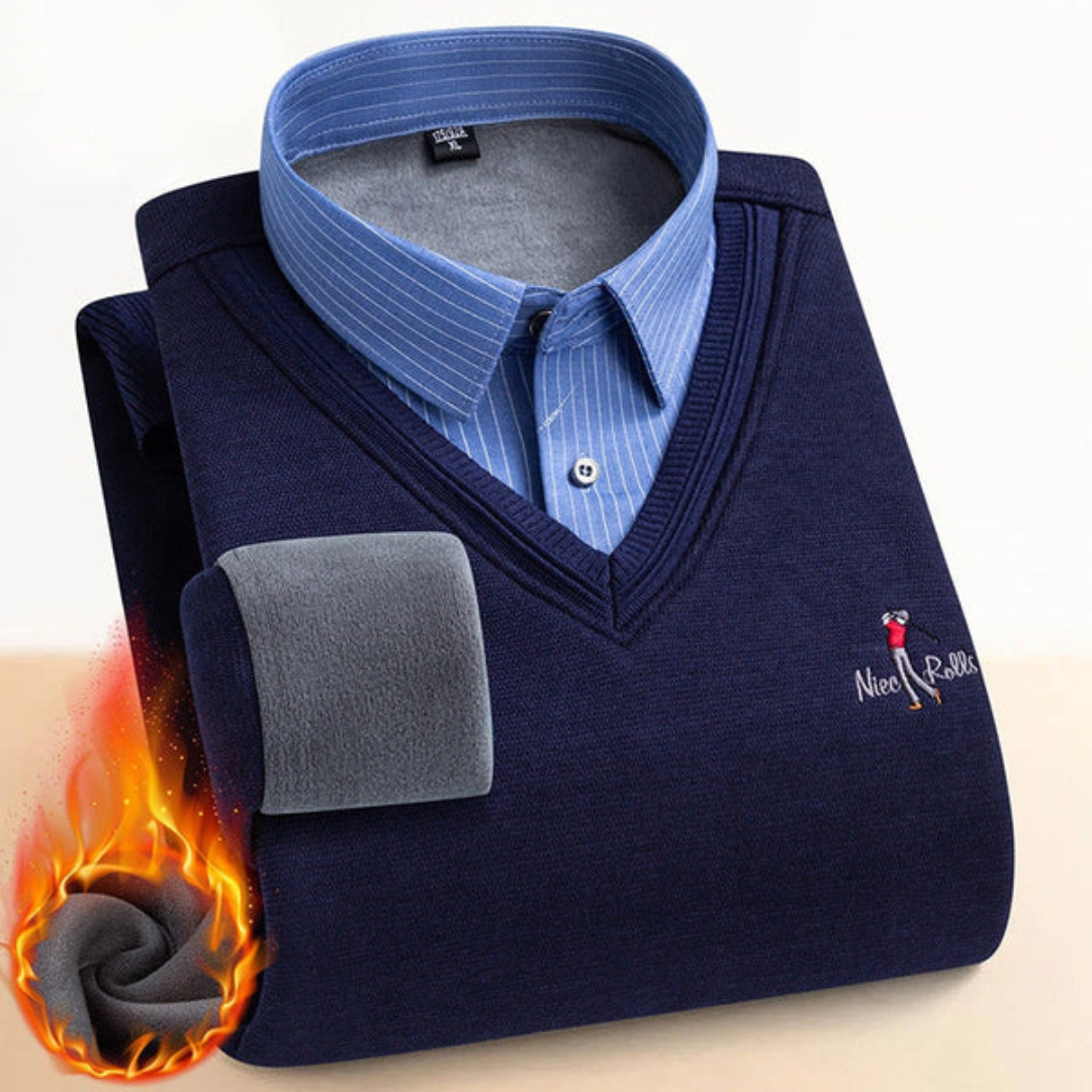 Camisa térmica casual de manga comprida para homem