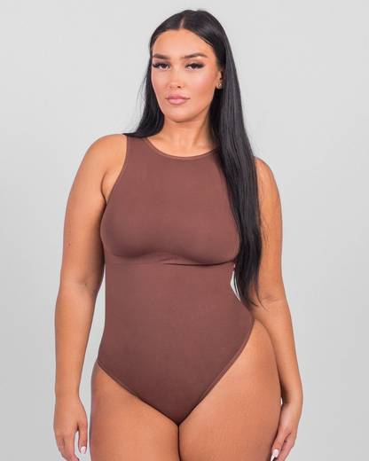 Body de Gola Redonda com Controlo da Barriga