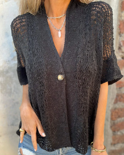 Top de Malha com Botão Decorativo para Mulher