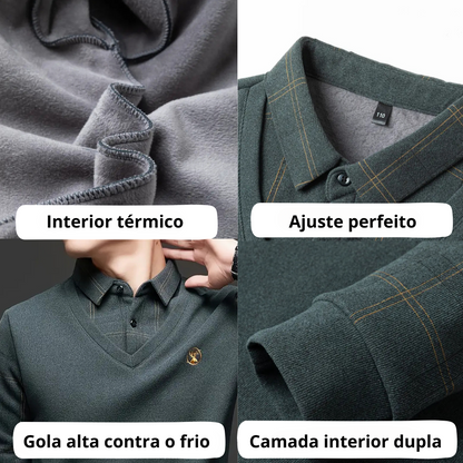 Pulôver e Camisola com Forro de Lã Elástica para Homen