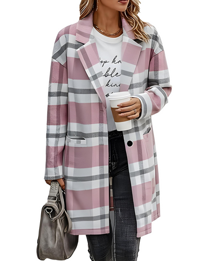 Casaco clássico estilo xadrez para mulher