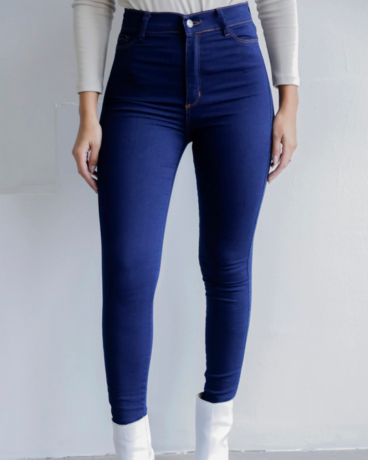 Calças de ganga clássicas de cintura alta para mulher