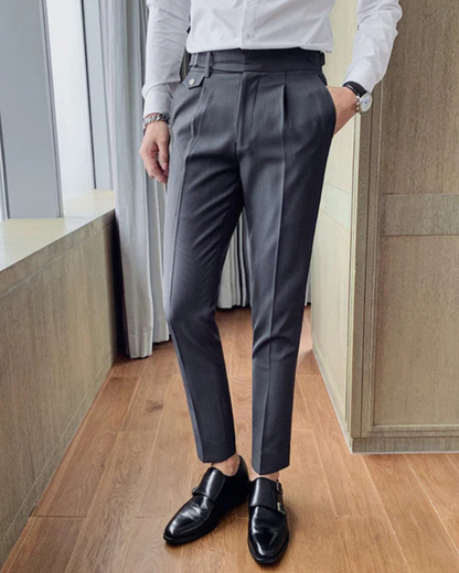 Calças de Vestir com Cintura Elástica e Tornozelo Ajustado para Homem