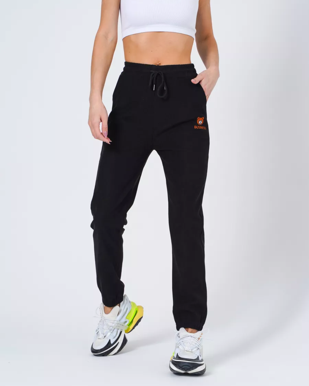 Calças Jogger de Bombazina com Cintura Elástica e Forro Polar para Mulher