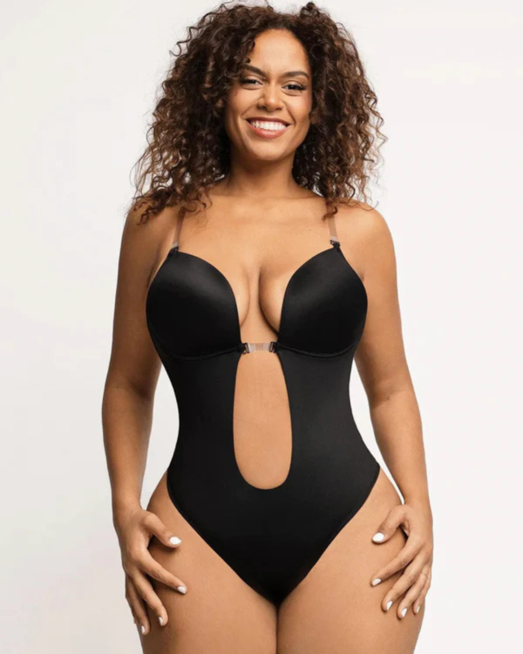 Body Decotado com Copas Push-Up e Fecho Frontal Invisível